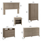 Ensemble de chambre 6 pièces pleine/grand lit Somerset par Bush Furniture