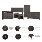 Ensemble de chambre 6 pièces pleine/grand lit Somerset par Bush Furniture