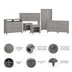 Ensemble de chambre 6 pièces pleine/grand lit Somerset par Bush Furniture