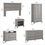 Ensemble de chambre 6 pièces pleine/grand lit Somerset par Bush Furniture