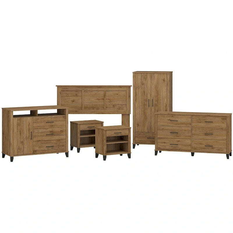 Ensemble de chambre 6 pièces pleine/grand lit Somerset par Bush Furniture