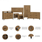 Ensemble de chambre 6 pièces pleine/grand lit Somerset par Bush Furniture