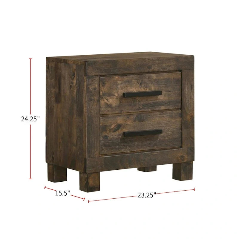 Lit plate-forme California King avec rangement en bois, style rustique marron doré