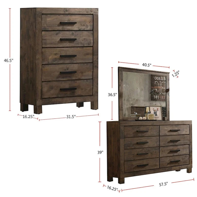 Lit plate-forme California King avec rangement en bois, style rustique marron doré