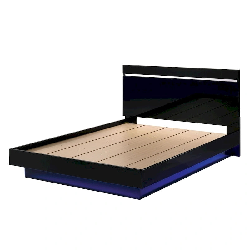 Lit plateforme Benvolio contemporain noir avec éclairage LED par Furniture of America
