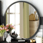 Timechee Coiffeuse avec miroir rond, tiroirs et étagères - Blanc - 31.5L x 15.7W x 52H