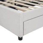 Lit plateforme rembourré avec 2 tiroirs et 1 lit gigogne jumeau XL