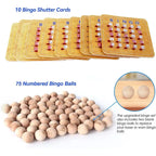 Jeu de loto GSE Shutter pour grands groupes. Grande cage et plateau de loto en laiton, 7/8 balles de loto en bois, 10 cartes de loto à volets