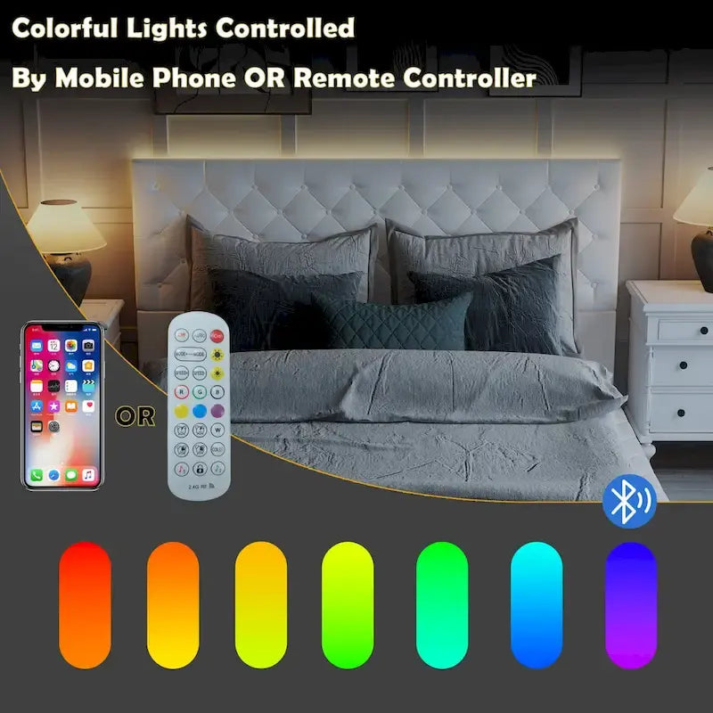 Cadre de lit LED Queen/King avec tête de lit capitonnée Meubles de chambre à coucher