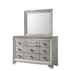 Ensemble de chambre à coucher 6 pièces en panneau rembourré gris Evonne avec éclairage DEL