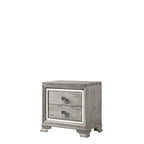 Ensemble de chambre à coucher 6 pièces en panneau rembourré gris Evonne avec éclairage DEL