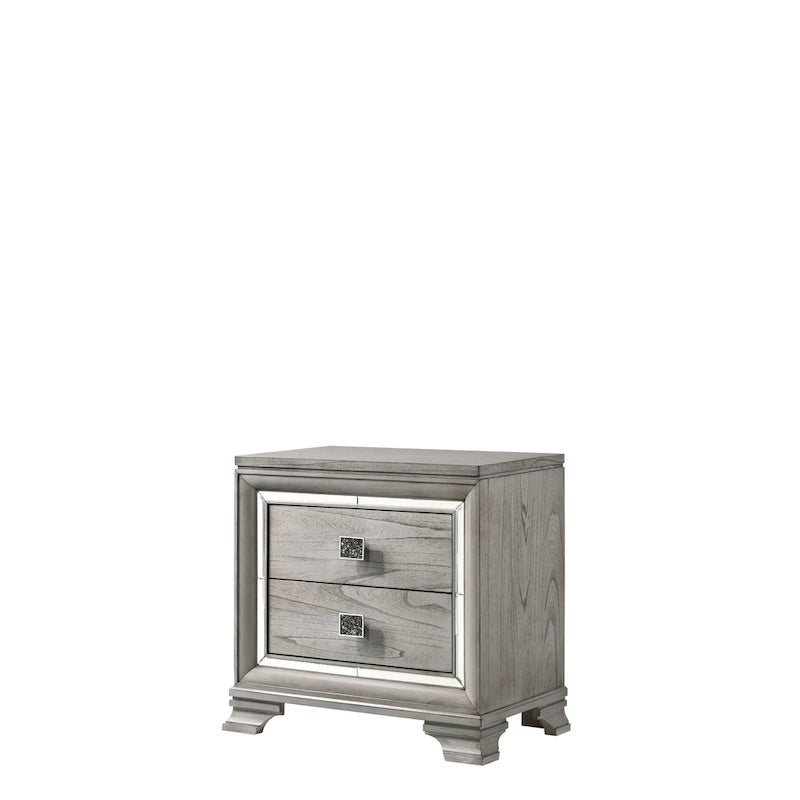 Ensemble de chambre à coucher 6 pièces en panneau rembourré gris Evonne avec éclairage DEL