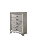 Ensemble de chambre à coucher 6 pièces en panneau rembourré gris Evonne avec éclairage DEL