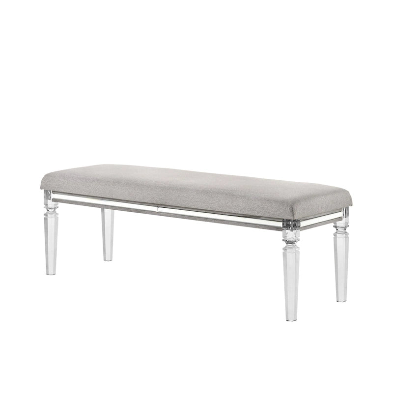 Ensemble de chambre à coucher 6 pièces en panneau rembourré gris Evonne avec éclairage DEL