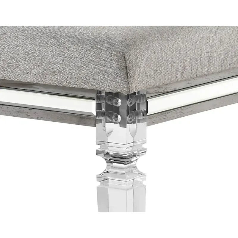 Ensemble de chambre à coucher 6 pièces en panneau rembourré gris Evonne avec éclairage DEL