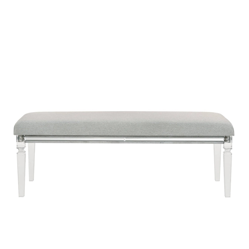 Ensemble de chambre à coucher 6 pièces en panneau rembourré gris Evonne avec éclairage DEL