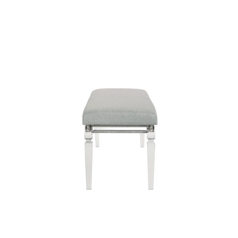 Ensemble de chambre à coucher 6 pièces en panneau rembourré gris Evonne avec éclairage DEL