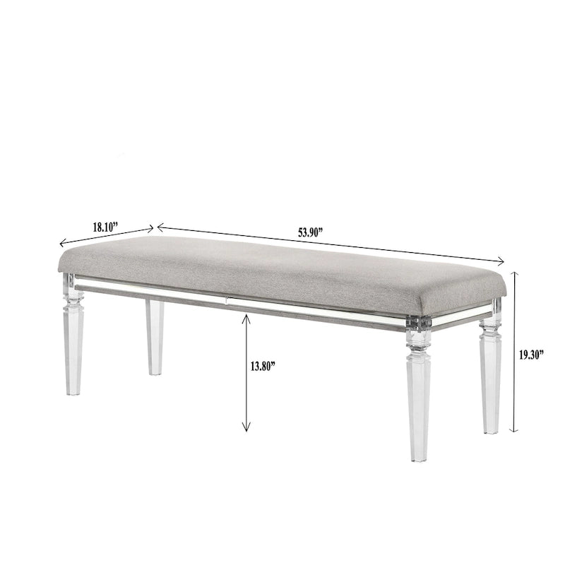 Ensemble de chambre à coucher 6 pièces en panneau rembourré gris Evonne avec éclairage DEL