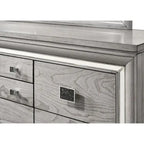 Ensemble de chambre à coucher 6 pièces en panneau rembourré gris Evonne avec éclairage DEL