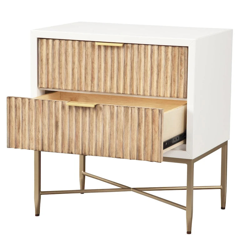 Table de chevet en bois à 2 tiroirs Origins by Alpine Larsen