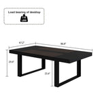 Table de conférence rectangulaire Chêne/Noir, 220 cm (L) × 120 cm (P), 8 places