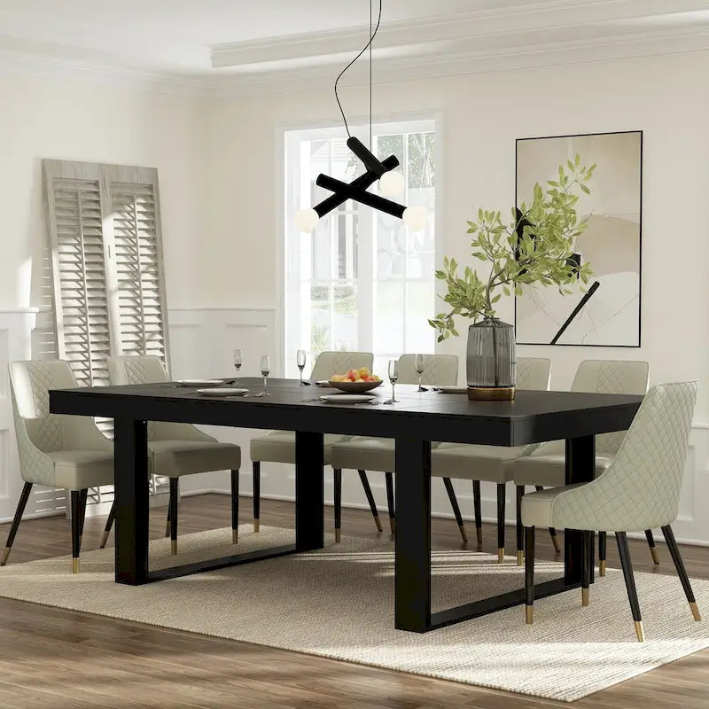 Table de conférence rectangulaire Chêne/Noir, 220 cm (L) × 120 cm (P), 8 places