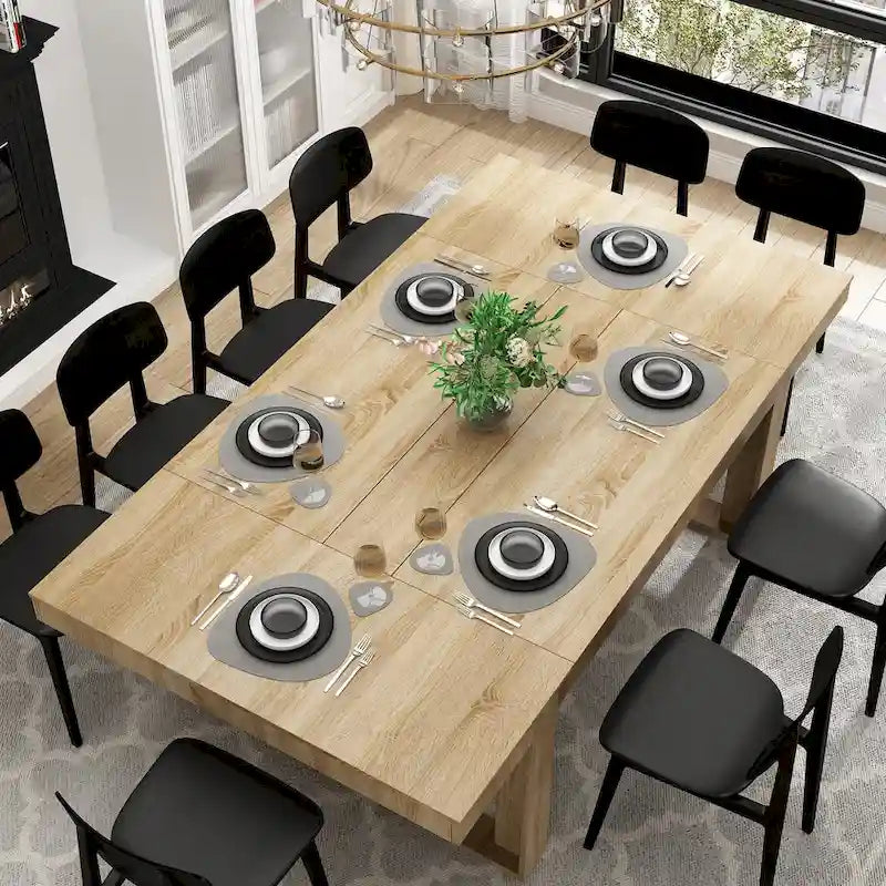 Table de conférence rectangulaire Chêne/Noir, 220 cm (L) × 120 cm (P), 8 places