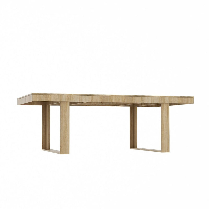 Table de conférence rectangulaire Chêne/Noir, 220 cm (L) × 120 cm (P), 8 places