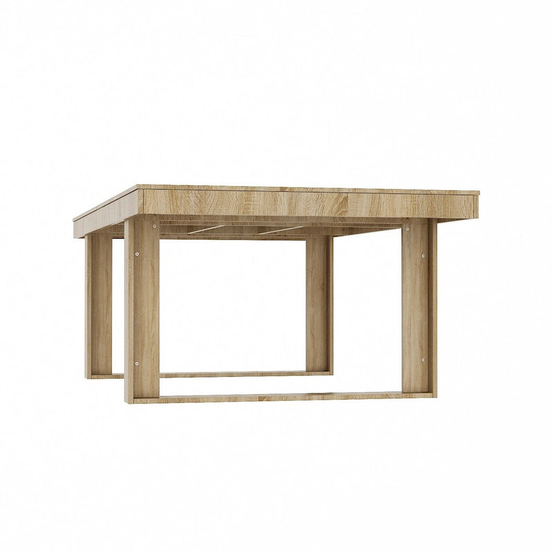 Table de conférence rectangulaire Chêne/Noir, 220 cm (L) × 120 cm (P), 8 places