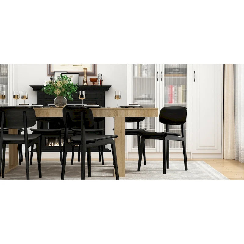Table de conférence rectangulaire Chêne/Noir, 220 cm (L) × 120 cm (P), 8 places