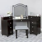 Meuble de maquillage Ulru 3 pièces en bois massif de style transitionnel avec éclairage DEL Furniture of America