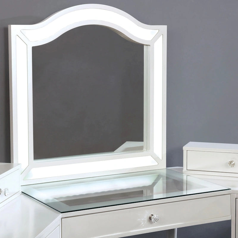 Meuble de maquillage Ulru 3 pièces en bois massif de style transitionnel avec éclairage DEL Furniture of America