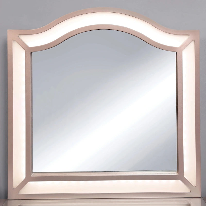 Meuble de maquillage Ulru 3 pièces en bois massif de style transitionnel avec éclairage DEL Furniture of America