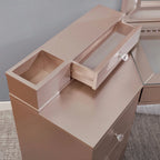Meuble de maquillage Ulru 3 pièces en bois massif de style transitionnel avec éclairage DEL Furniture of America