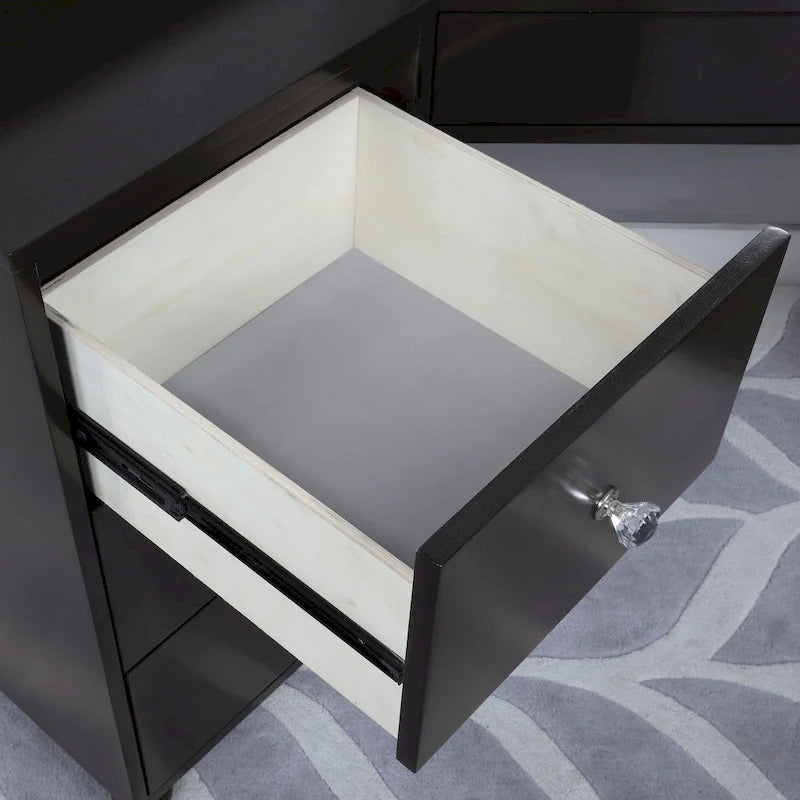 Meuble de maquillage Ulru 3 pièces en bois massif de style transitionnel avec éclairage DEL Furniture of America