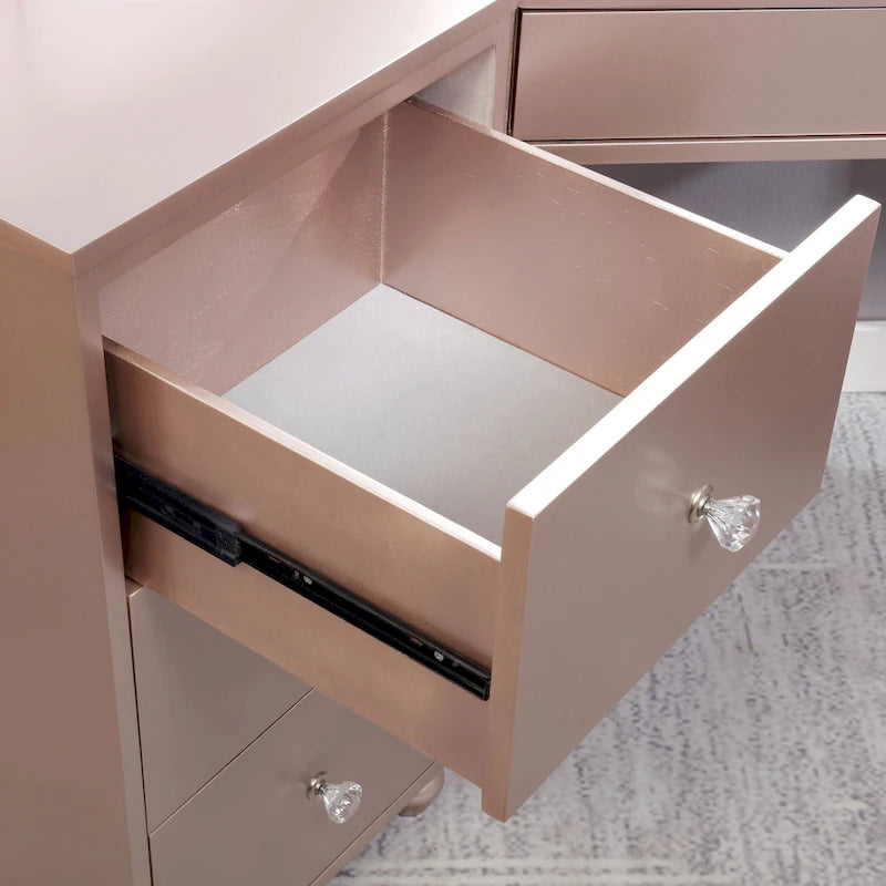 Meuble de maquillage Ulru 3 pièces en bois massif de style transitionnel avec éclairage DEL Furniture of America