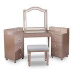 Meuble de maquillage Ulru 3 pièces en bois massif de style transitionnel avec éclairage DEL Furniture of America
