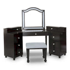 Meuble de maquillage Ulru 3 pièces en bois massif de style transitionnel avec éclairage DEL Furniture of America