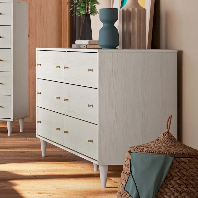 Commode à 6 tiroirs Mid-Century Grain Wood Furniture