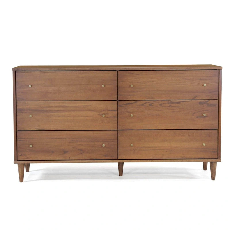 Commode à 6 tiroirs Mid-Century Grain Wood Furniture