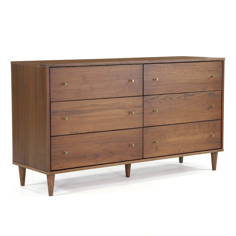 Commode à 6 tiroirs Mid-Century Grain Wood Furniture