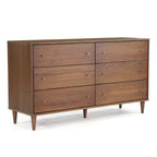 Commode à 6 tiroirs Mid-Century Grain Wood Furniture