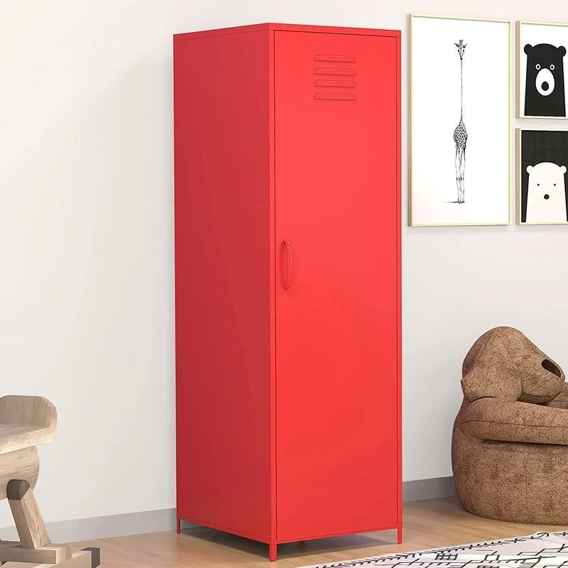 Casier métallique pour enfant avec tringle – Blanc / Rouge / Bleu / Jaune, simple