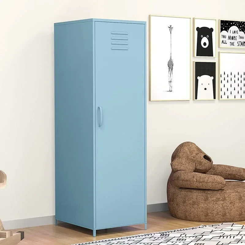 Casier métallique pour enfant avec tringle – Blanc / Rouge / Bleu / Jaune, simple
