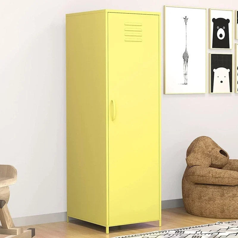 Casier métallique pour enfant avec tringle – Blanc / Rouge / Bleu / Jaune, simple