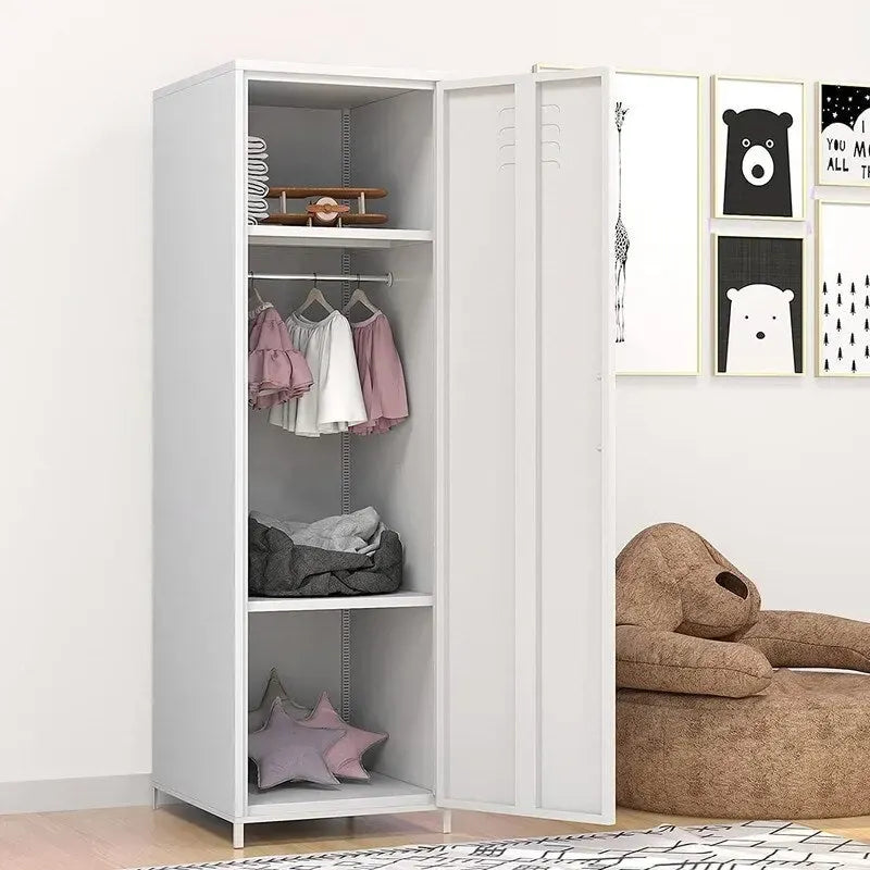 Casier métallique pour enfant avec tringle – Blanc / Rouge / Bleu / Jaune, simple