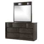 Ensemble de lit en panneaux de bois Roundhill Furniture Belani, lit, commode, miroir et deux tables de chevet, espresso