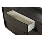 Ensemble de lit en panneaux de bois Roundhill Furniture Belani, lit, commode, miroir et deux tables de chevet, espresso