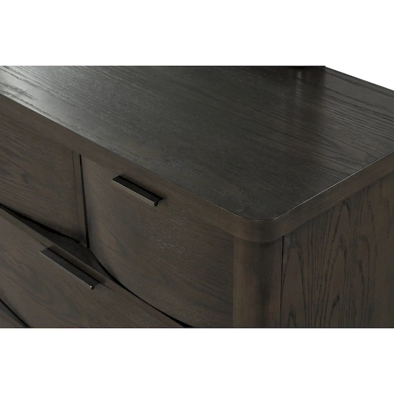 Ensemble de lit en panneaux de bois Roundhill Furniture Belani, lit, commode, miroir et deux tables de chevet, espresso