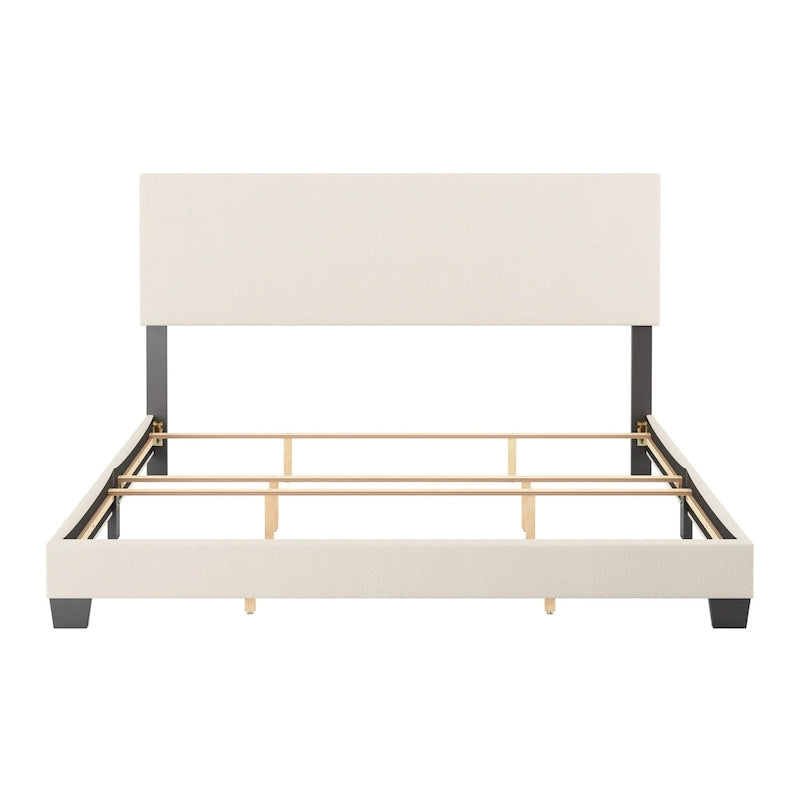 Lit Nova moderne en bouclé rembourré, sommier tapissier requis